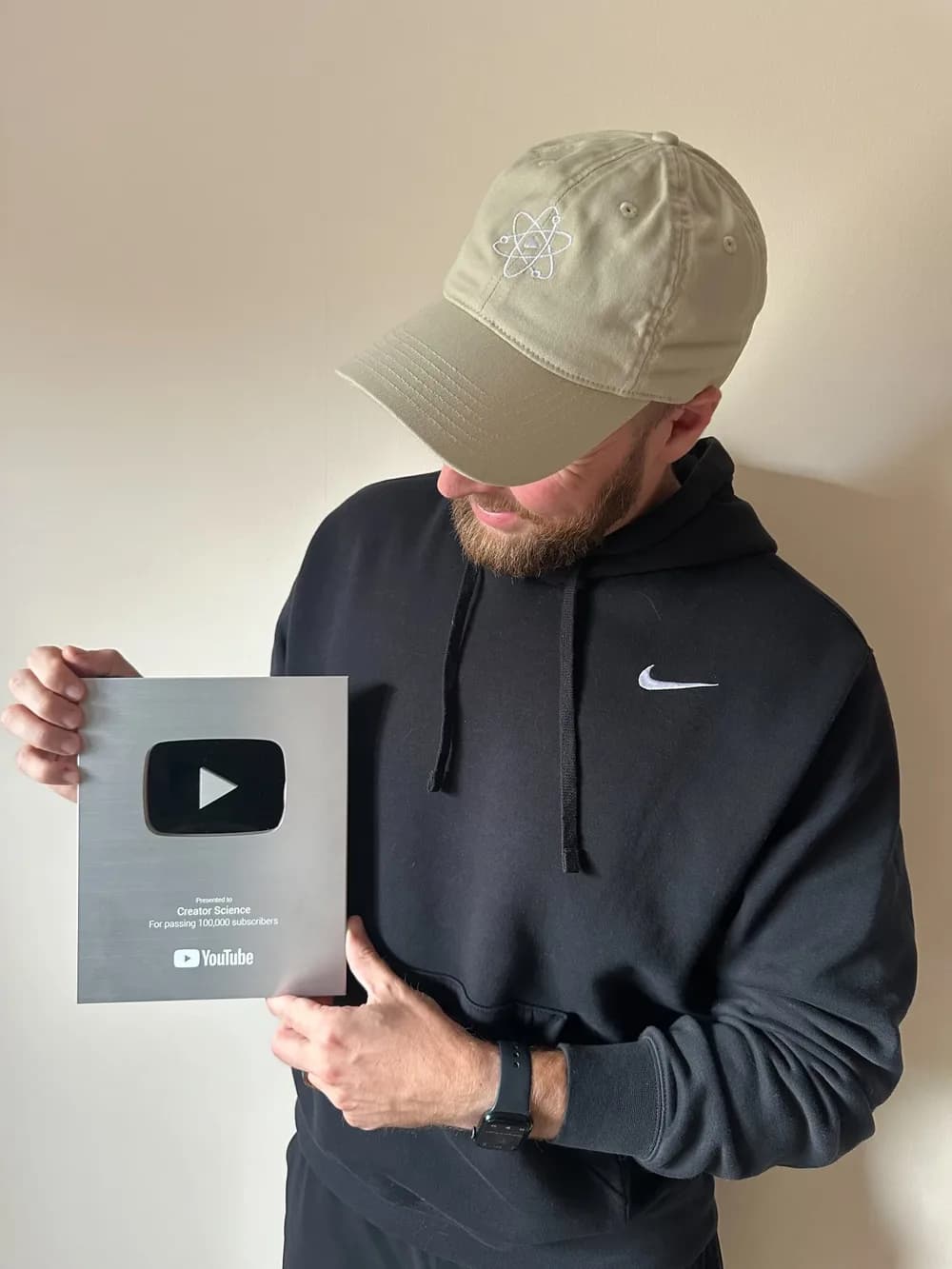 Jay Clouse with YouTube's Silver Play Button for 100,000 subscribers