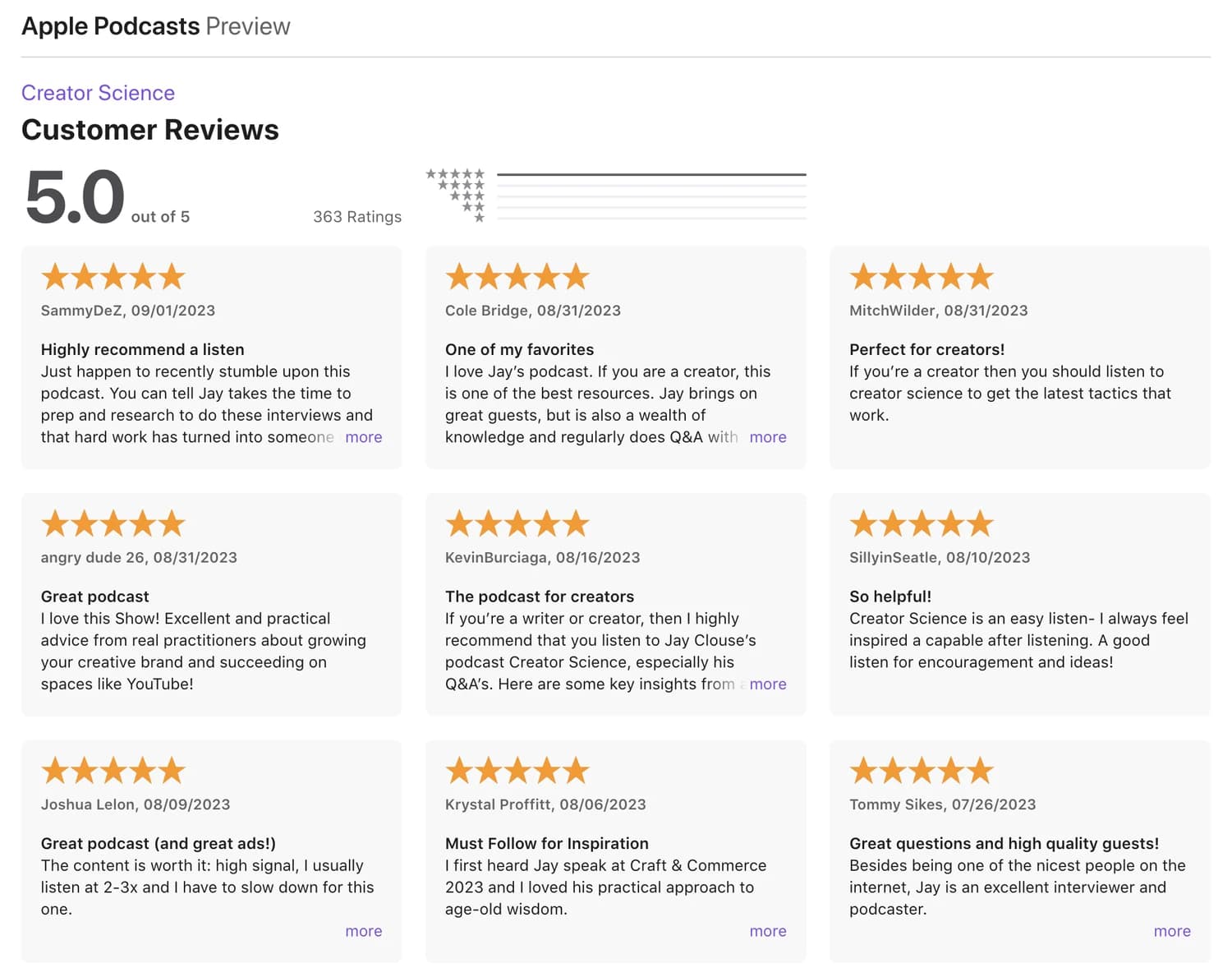 Apple Podcasts customer reviews for Creator Science: 5.0 out of 5